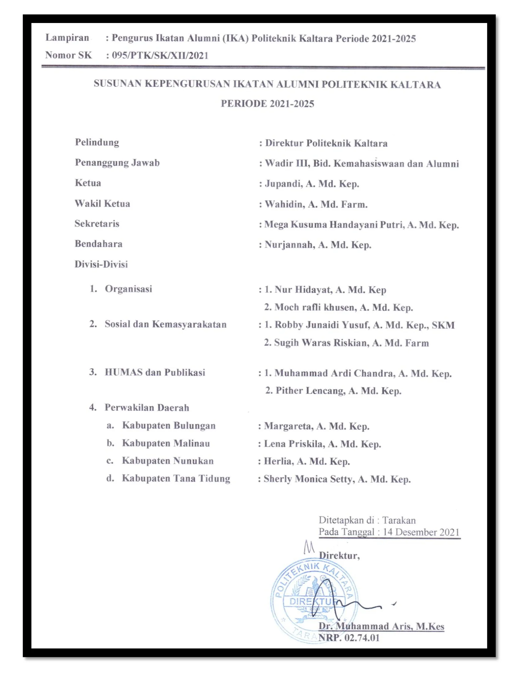 KEPENGURUSAN IKATAN ALUMNI ( IKA ) POLITEKNIK KALTARA